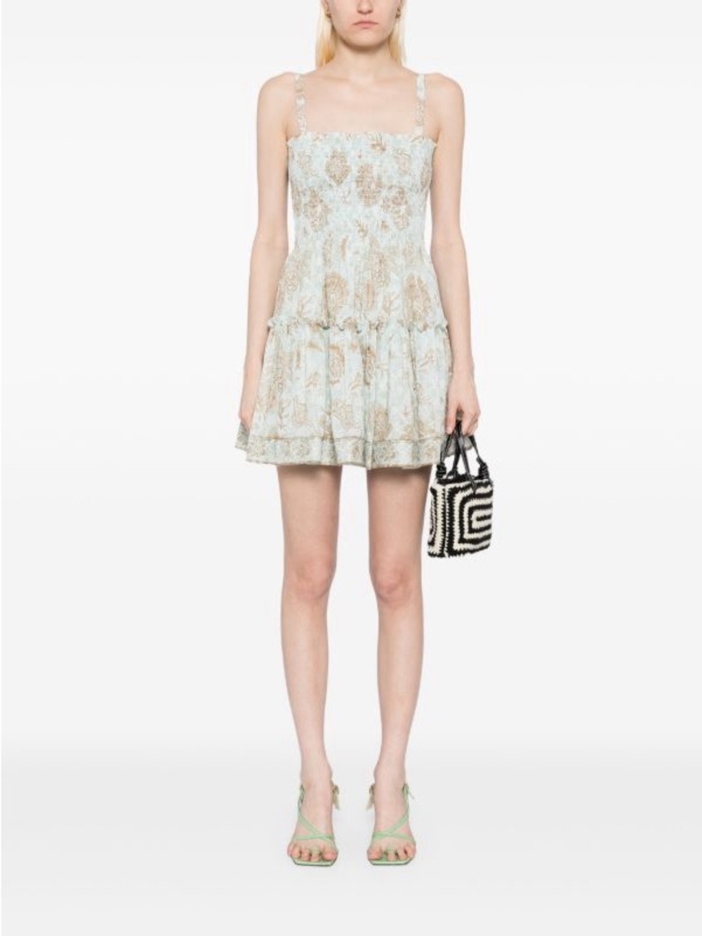 Hill House Home Seraphina Mini Nap Dress in Aqua Calico Trellis | Small